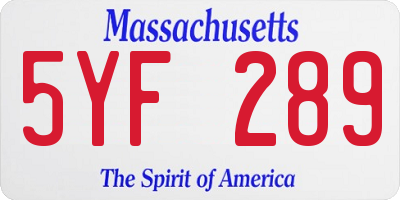 MA license plate 5YF289