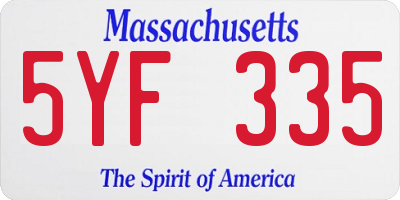 MA license plate 5YF335