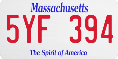 MA license plate 5YF394