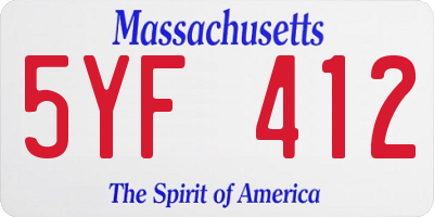 MA license plate 5YF412