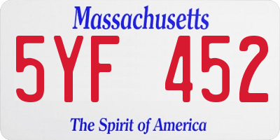 MA license plate 5YF452