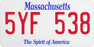 MA license plate 5YF538