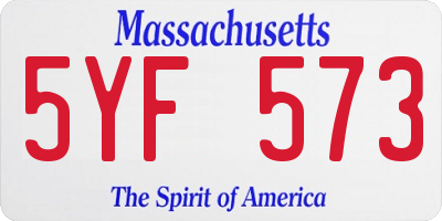 MA license plate 5YF573