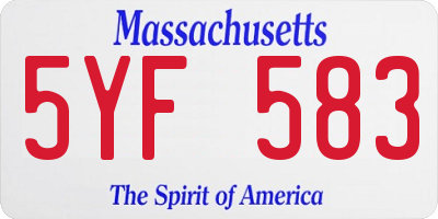 MA license plate 5YF583
