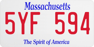 MA license plate 5YF594