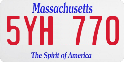 MA license plate 5YH770