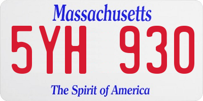 MA license plate 5YH930