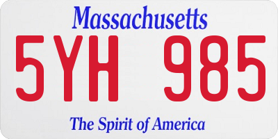 MA license plate 5YH985