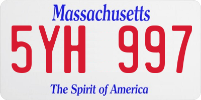 MA license plate 5YH997