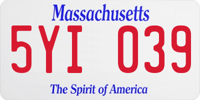 MA license plate 5YI039