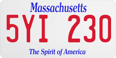 MA license plate 5YI230