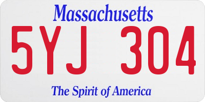 MA license plate 5YJ304