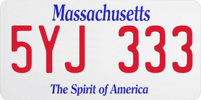 MA license plate 5YJ333
