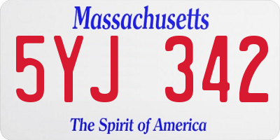 MA license plate 5YJ342