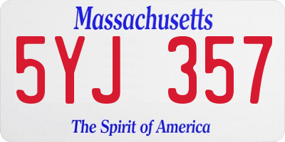 MA license plate 5YJ357