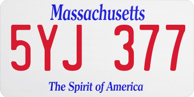 MA license plate 5YJ377