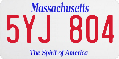 MA license plate 5YJ804