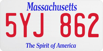 MA license plate 5YJ862