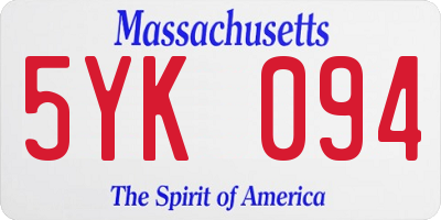 MA license plate 5YK094
