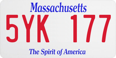 MA license plate 5YK177
