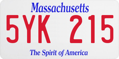 MA license plate 5YK215