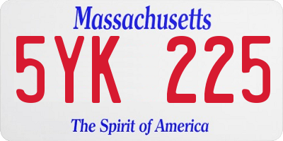 MA license plate 5YK225