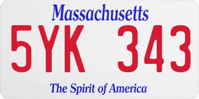 MA license plate 5YK343