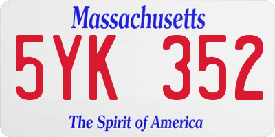 MA license plate 5YK352