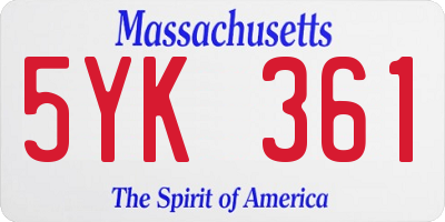 MA license plate 5YK361
