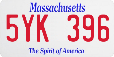MA license plate 5YK396