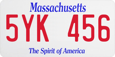 MA license plate 5YK456