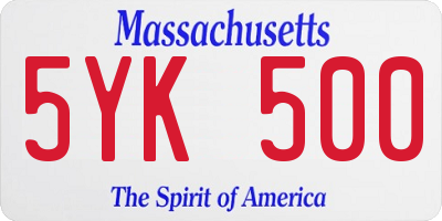 MA license plate 5YK500