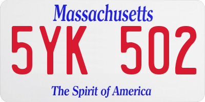 MA license plate 5YK502