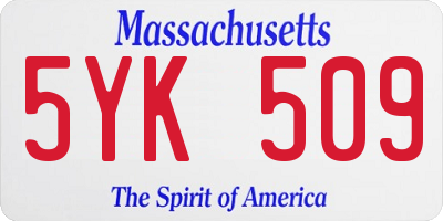 MA license plate 5YK509