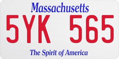 MA license plate 5YK565