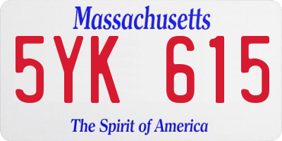 MA license plate 5YK615