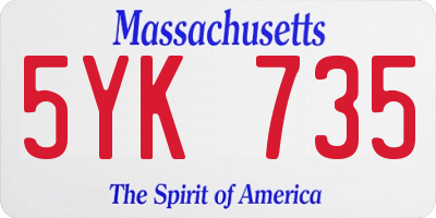 MA license plate 5YK735