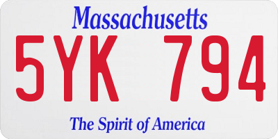 MA license plate 5YK794