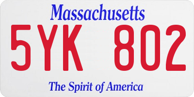 MA license plate 5YK802