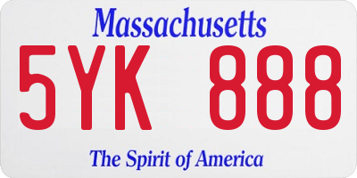MA license plate 5YK888