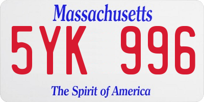 MA license plate 5YK996
