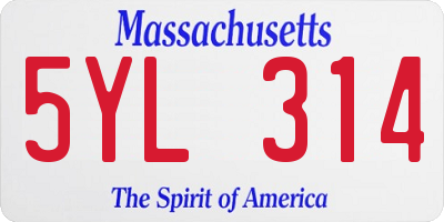 MA license plate 5YL314