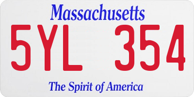 MA license plate 5YL354