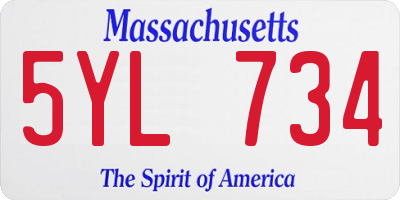 MA license plate 5YL734