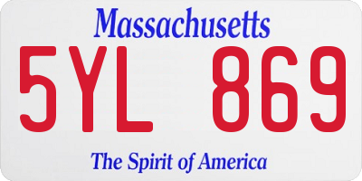 MA license plate 5YL869