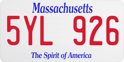 MA license plate 5YL926