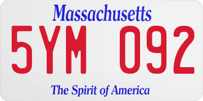 MA license plate 5YM092