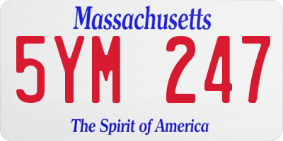 MA license plate 5YM247