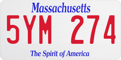 MA license plate 5YM274