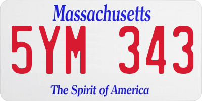 MA license plate 5YM343